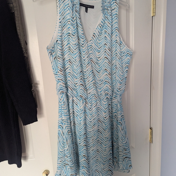 White House Black Market Blue and White Patterned Mini Dress - Picture 1 of 4